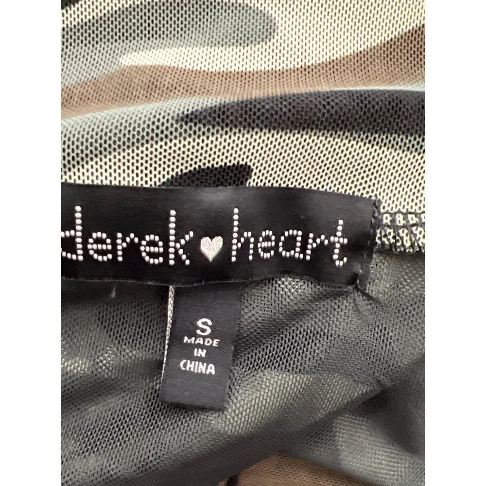 Derek Heart Women High Neck Mesh Camo Bodysuit Size S